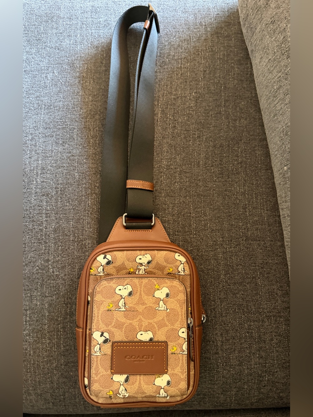 Coach x Peanuts Racer Sling Pack Snoopy Woodstock Signature Canvas CBK47